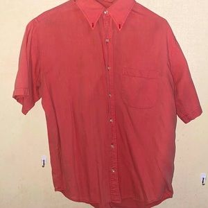 Men’s Medium Lands End Salmon Short Sleeve Button Down Shirt